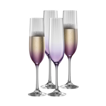 Load image into Gallery viewer, Galway Crystal Set of 4 Amethyst Erne Flutes