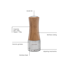 Load image into Gallery viewer, Tramontina Realce Stainless Steel and Bamboo Salt & Pepper Grinder