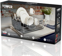 Load image into Gallery viewer, Tower Compact Dish Rack with Drainer - Grey