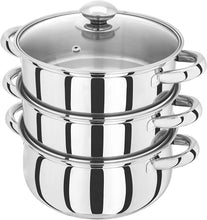 Load image into Gallery viewer, Judge Essential 20cm 3 Tier Glass Lid Steamer Set