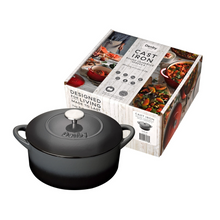 Load image into Gallery viewer, Denby Halo Black 26cm Round Cast Iron Casserole With Gift Box