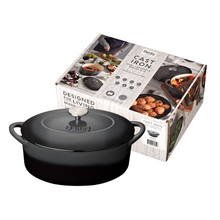 Load image into Gallery viewer, Denby Halo Black 28cm Oval Cast Iron Casserole With Gift Box