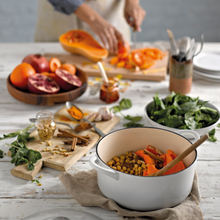 Load image into Gallery viewer, Denby Natural Canvas Cream 26cm Round Cast Iron Casserole With Gift Box