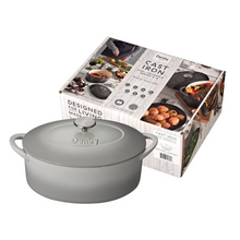Load image into Gallery viewer, Denby Natural Canvas Cream 28cm Oval Cast Iron Casserole With Gift Box