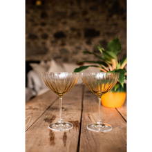 Load image into Gallery viewer, Galway Crystal Erne Champagne Saucer Pair - Amber