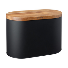 Load image into Gallery viewer, Denby Bread Bin Black with Acacia Wood Lid