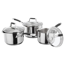 Load image into Gallery viewer, Stellar 5000 Induction 3 Piece Saucepan Set With Draining Lids
