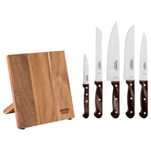 Load image into Gallery viewer, Tramontina 6 Piece Polywood Magnetic Knife block Set