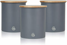 Load image into Gallery viewer, Swan Coffee Tea Sugar Set of 3 Storage Canisters Slate Grey
