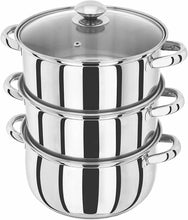 Load image into Gallery viewer, Judge Essential 22cm 3 Tier Glass Lid Steamer Set