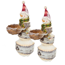 Load image into Gallery viewer, Snowman Christmas Ornament with Candle Holder Set of 2
