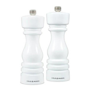 Cole & Mason London 180mm Salt and Pepper Mill Gift Set - White Gloss