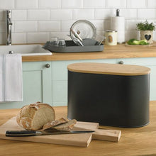 Load image into Gallery viewer, Denby Bread Bin Black with Acacia Wood Lid
