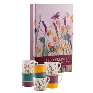 Belleek Living Dreamy Meadow Mugs Set of 6 Gift Boxed