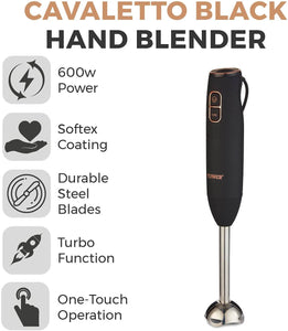 Tower Cavaletto Stick Blender with Turbo Function - Black and Rose Gold