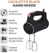 Load image into Gallery viewer, Tower Cavaletto Hand Mixer - Black and Rose Gold
