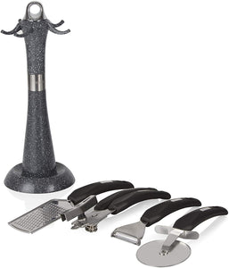 Tower Kitchen Gadget Set, Cerastone Range, Stainless Steel - Graphite, 4 Pieces
