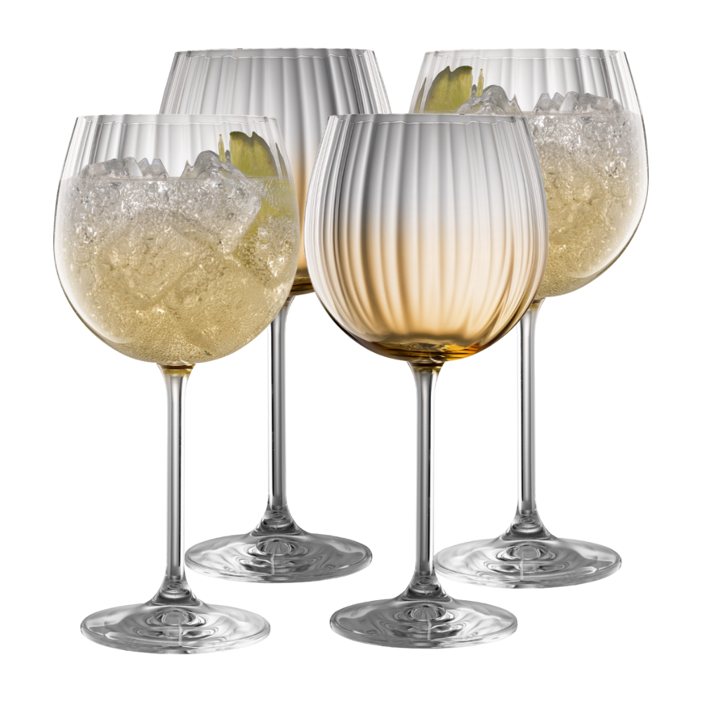 Galway Crystal Set of 4 Amber Erne Gin and Tonic Glasses