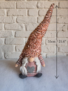 Pink Sparkly Christmas Gnome Sitting 55cm Code 21980