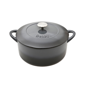 Denby Halo Black 26cm Round Cast Iron Casserole With Gift Box