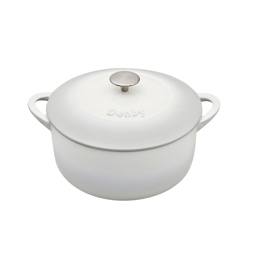 Denby Natural Canvas Cream 26cm Round Cast Iron Casserole With Gift Box