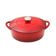 Load image into Gallery viewer, Denby Pomegranate Red 28cm Oval Cast Iron Casserole With Gift Box
