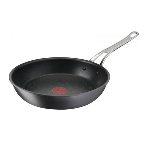Round Hard anodized non-stick coated fry pan with red thermo spot and stainless steel handle