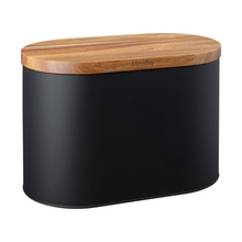 Load image into Gallery viewer, Denby Bread Bin Black with Acacia Wood Lid
