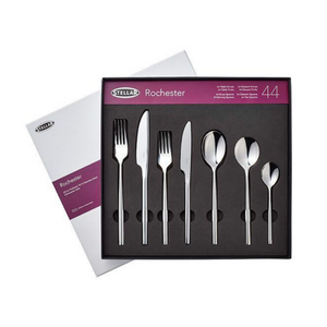 44 Piece Gift Boxed Stainless Steel Cutlery Set. Table Knives and Forks, Dessert Knives, forks and Spoons, Soup Spoons and Tea Spoons.