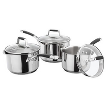 Load image into Gallery viewer, Stellar 5000 Induction 3 Piece Saucepan Set With Draining Lids
