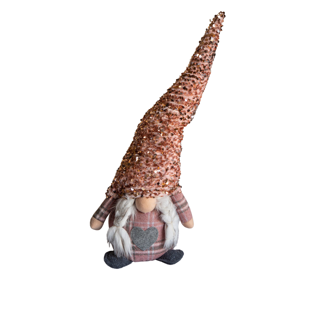 Pink Sparkly Christmas Gnome Sitting 55cm Code 21980