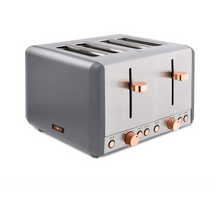Load image into Gallery viewer, Tower Cavaletto 4 slice toaster with Defrost/Reheat Grey/Rose Gold
