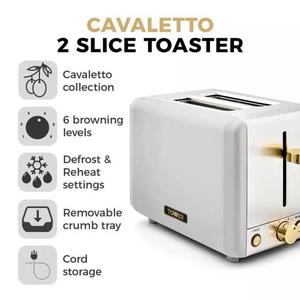 Tower Cavaletto Optic White 2 Slice Toaster