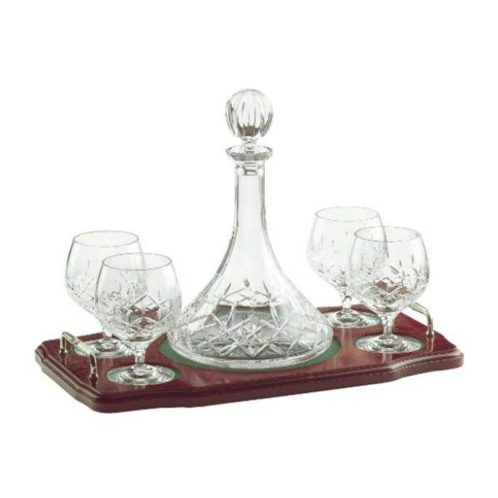 Galway Crystal Longford Brandy Decanter Set with 4 Glasses
