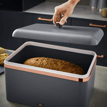 Load image into Gallery viewer, Tower Cavaletto Bread Bin Grey &amp; Rose Gold
