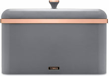 Load image into Gallery viewer, Tower Cavaletto Bread Bin Grey &amp; Rose Gold
