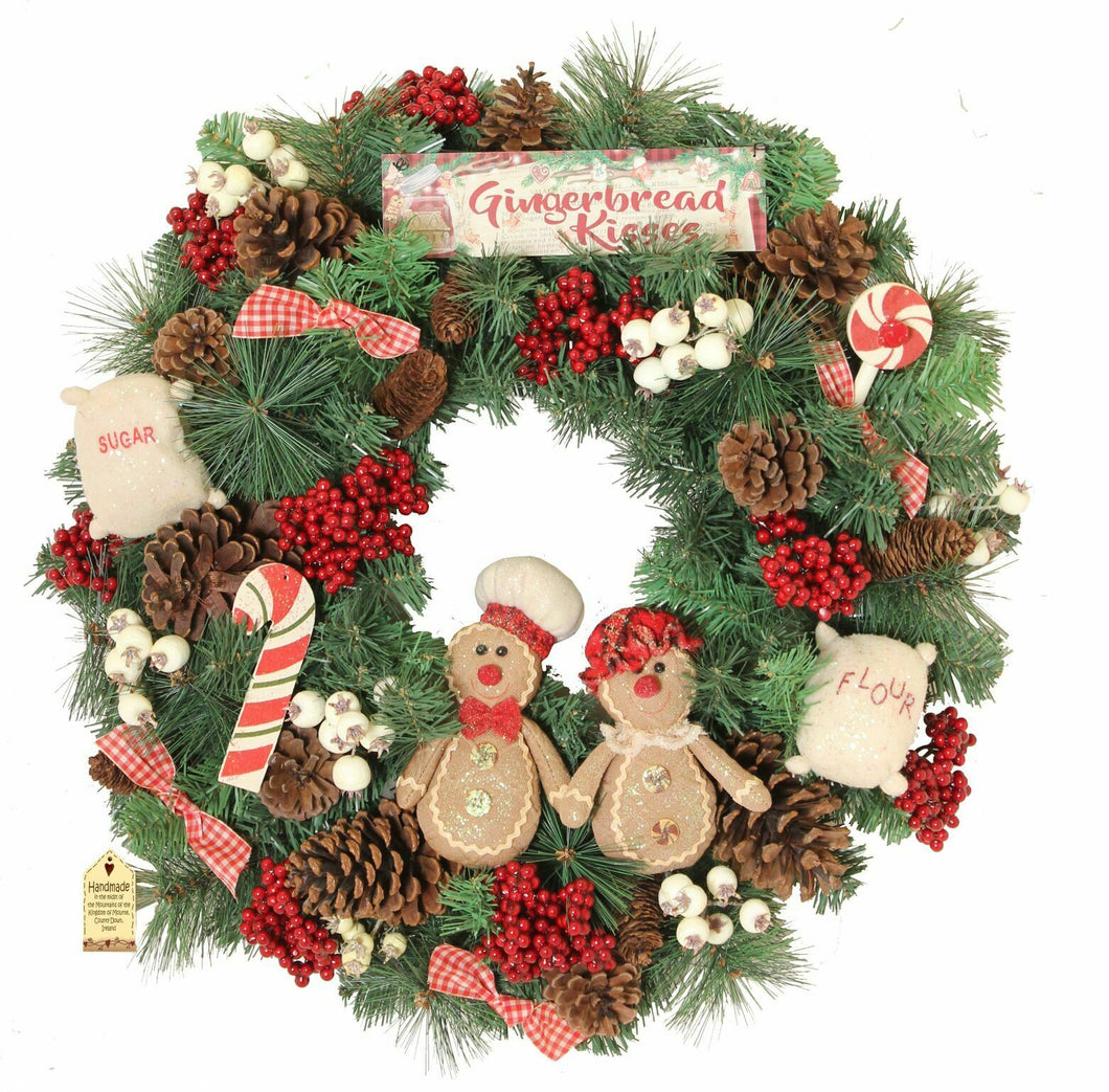 Enchanté Christmas Wreath Gingerbread Perfect for Outdoor or Indoor Hand Made