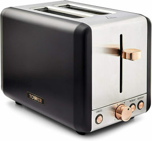Tower Cavaletto 2 Slice Toaster  Black & Rose Gold