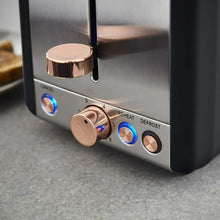 Load image into Gallery viewer, Tower Cavaletto 2 Slice Toaster  Black &amp; Rose Gold
